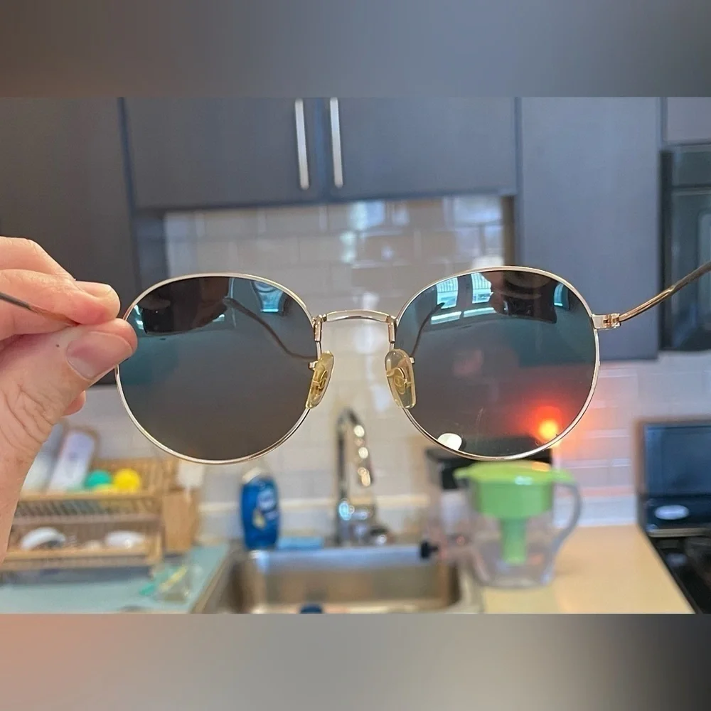 Womens Circular Frames Sunglasses Gold